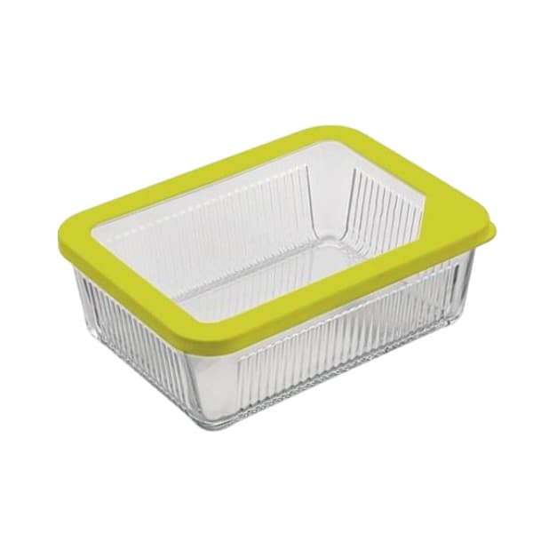 ظرف شیشه دربدار شیاردار 1.1 لیتر لیمون