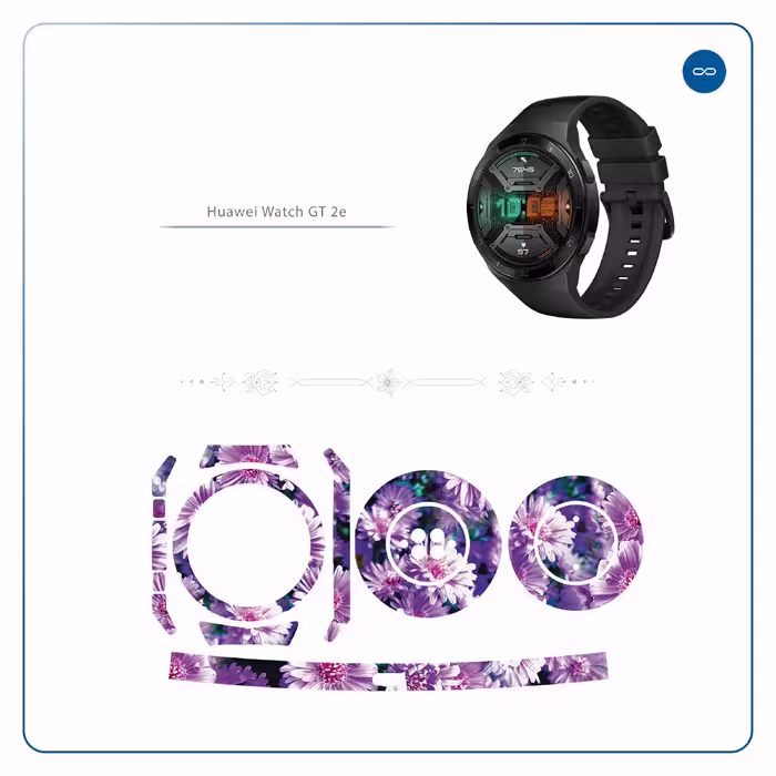 برچسب ماهوت طرح Purple Flower مناسب برای ساعت هوشمند هوآوی Watch GT 2e