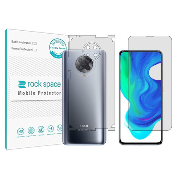 گلس محافظ صفحه نمایش و پشت گوشی شیائومی Poco F2 Pro مدل نانو هیدروژل شفاف برند راک اسپیس کد MS
