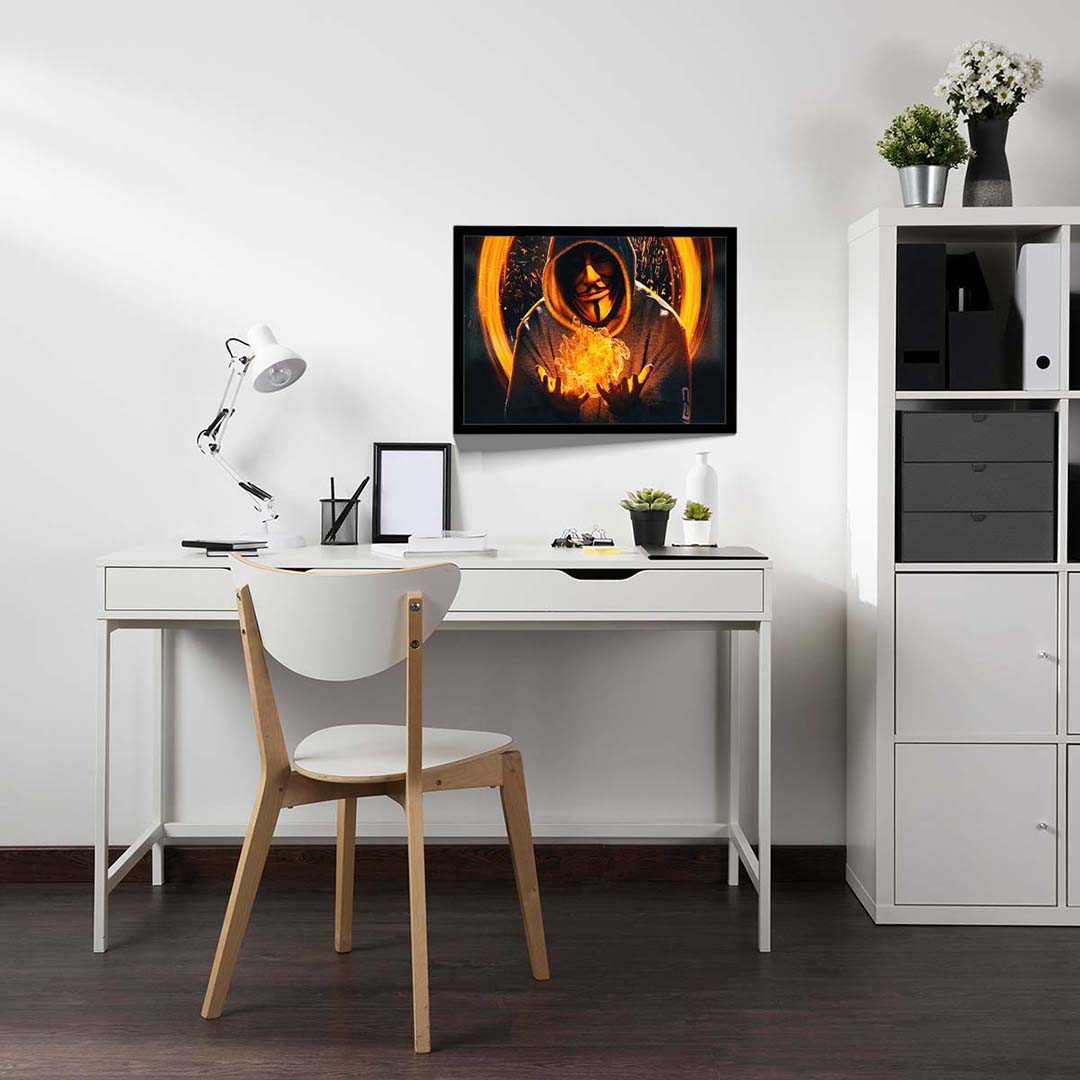 تابلو مدل flame in hand trick anonymous کد F-12013