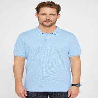 تی شرت یقه پولو آبی مردانه کلاسیک مناسب و معمولی برش 100 ٪ پنبه مسطح PIKE POLO YAKA T Tudors