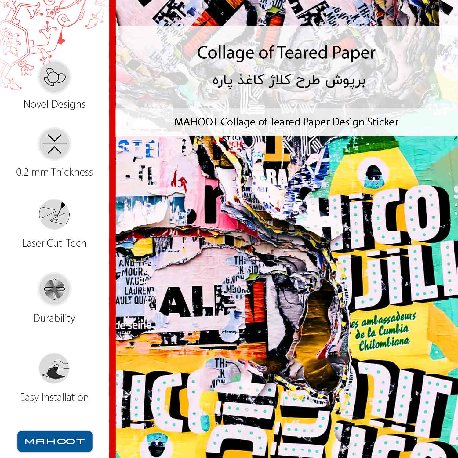 برچسب پوششی ماهوت مدل Collage of Teared Paper-FullSkin مناسب برای گوشی موبایل سامسونگ Galaxy S9