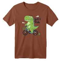 تی شرت آستین کوتاه بچگانه مدل دایناسور کد 1 رنگ موکایی