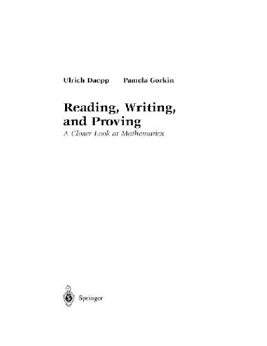 خرید و دانلود نسخه کامل کتاب Reading, writing and proving. Close look at mathematics