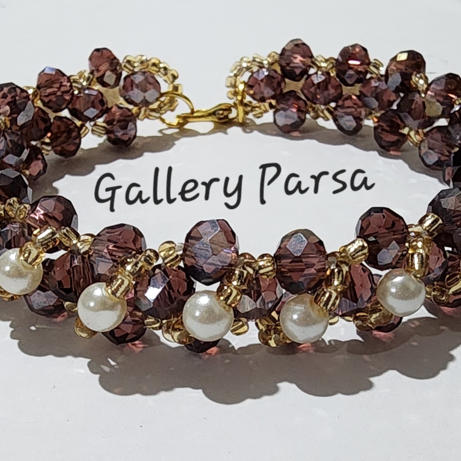 دستبندمنجوق دوزی نازنین،بافت اریب(قابل سفارش در رنگ وسایز دلخواه)