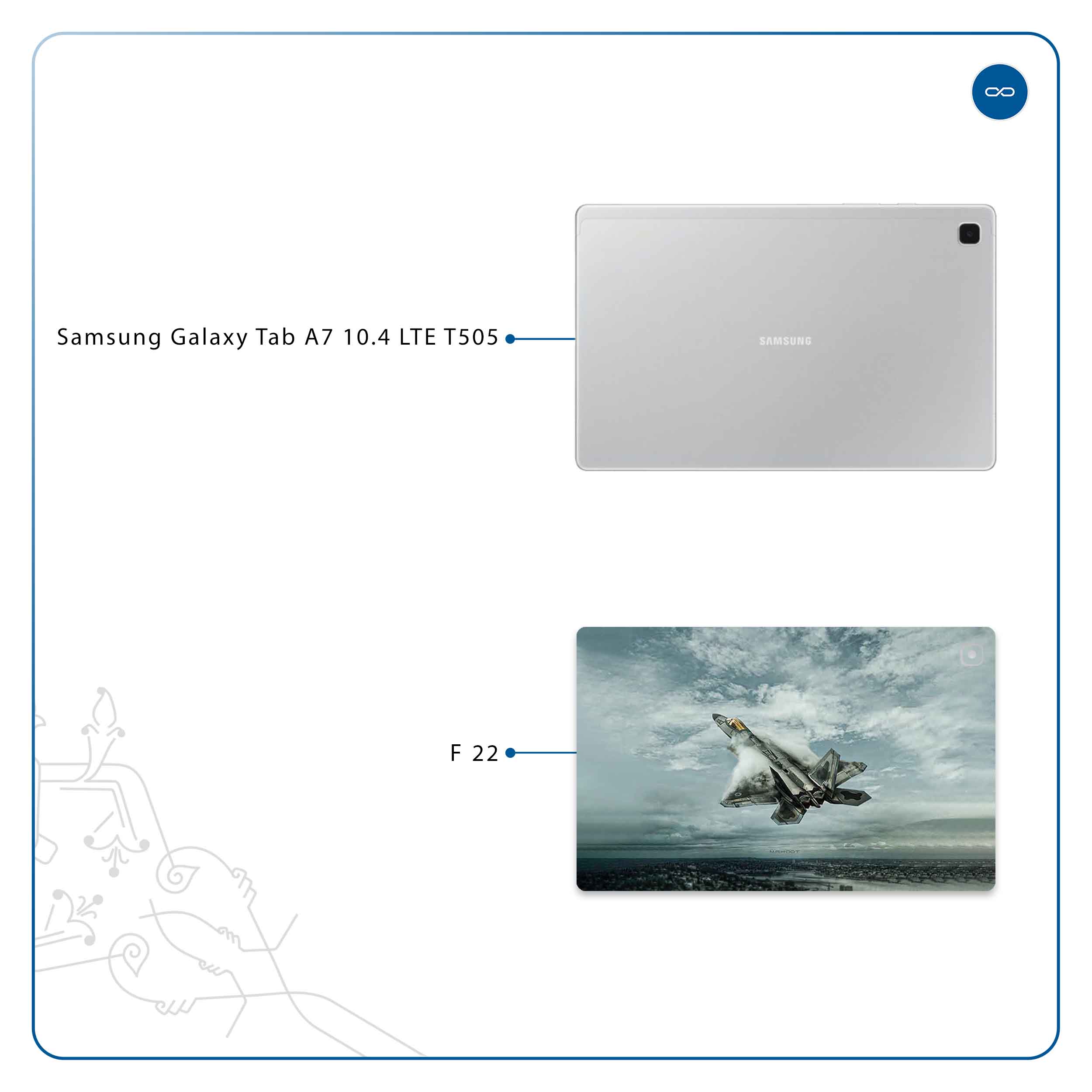 برچسب پوششی ماهوت مدل F-22 Raptor مناسب برای تبلت سامسونگ Galaxy Tab A7 10.4 LTE 2020 T505