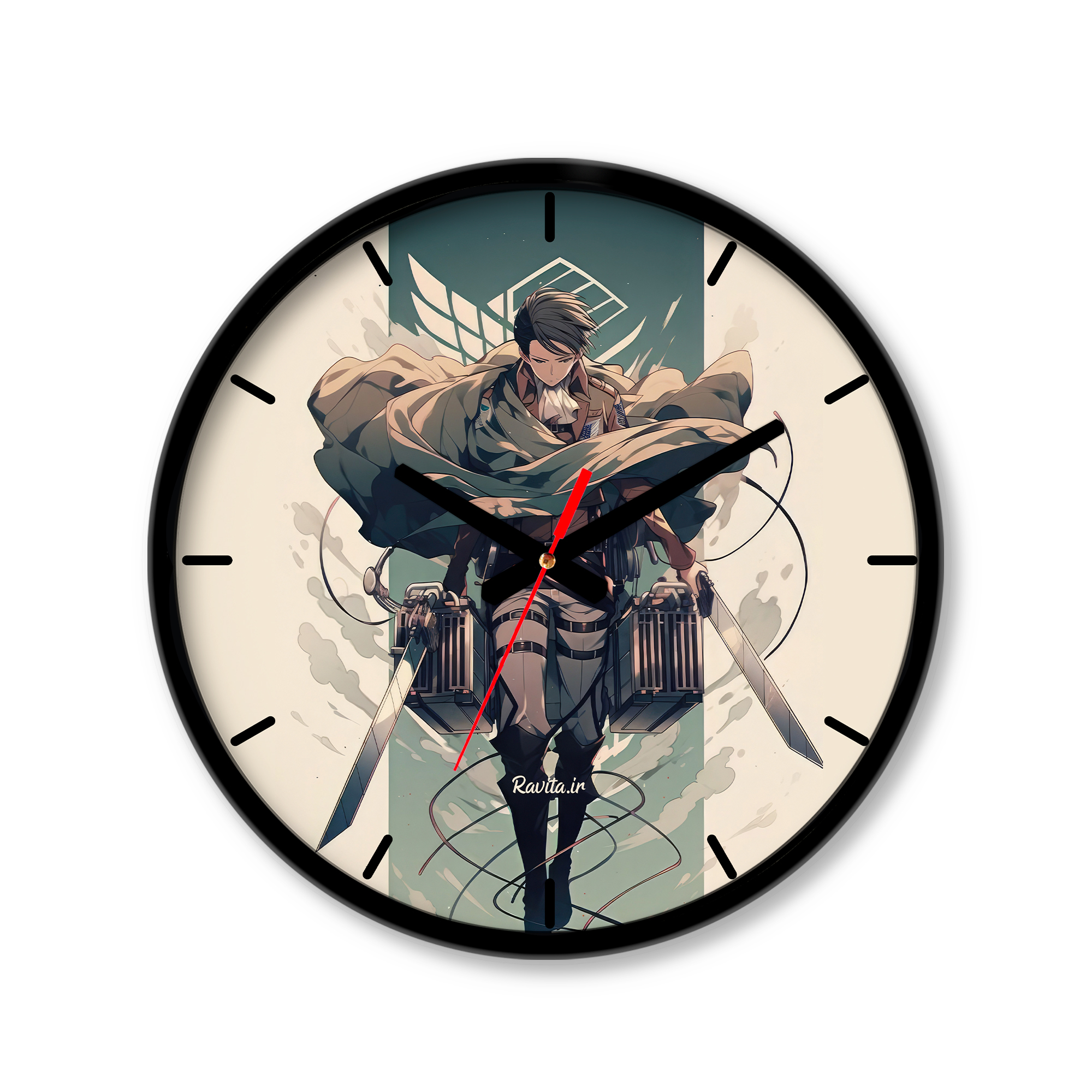 ساعت‌ دیواری رومیزی راویتا طرح آکرمن - اتک آن تایتان کد 3543