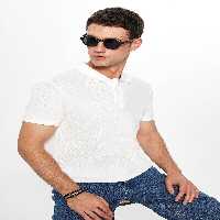 تی شرت یقه پولو سفید مردانه برش باریک 100 ٪ پنبه ای نرم پارچه مسطح PIKE OLO T Tudors