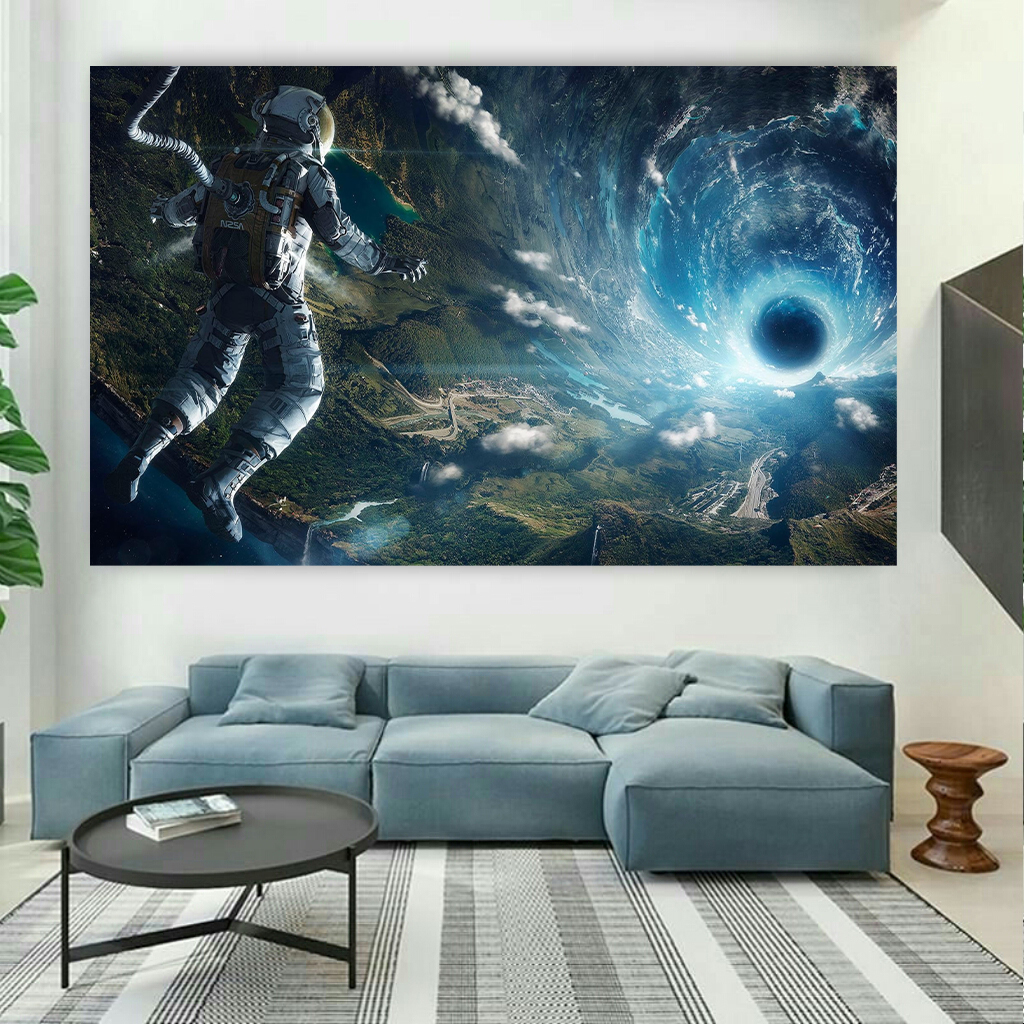 تابلو بوم طرح کهکشان و ستارگان مدل فضانورد و دنیای موازی کد AR6760