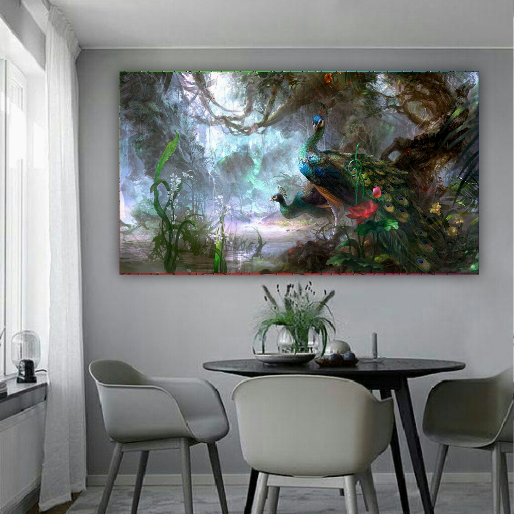 تابلو بوم طرح طاووس کد BH217