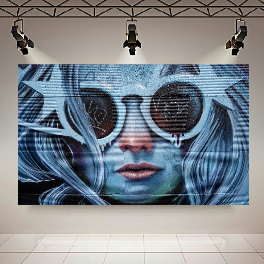 تابلو بوم طرح دختری با عینک ستاره ای مدل گرافیکی کد AR2780