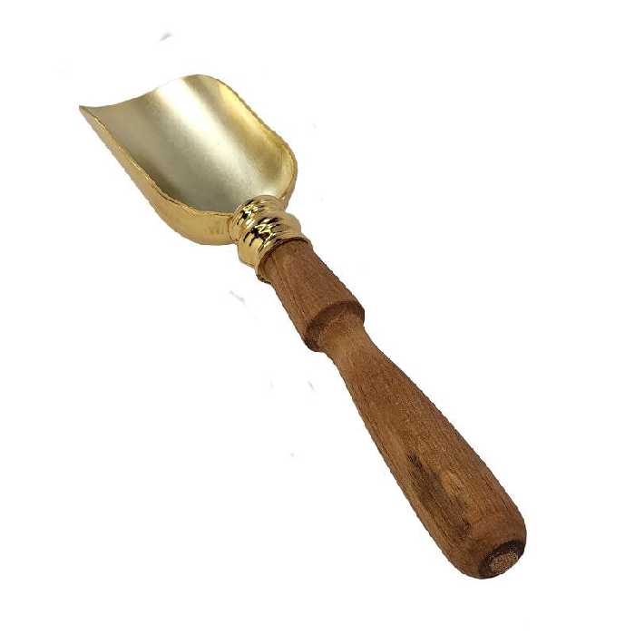 قاشق آجیل طلایی دسته چوبی