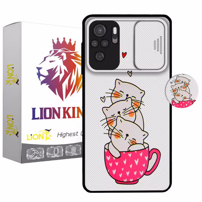 کاور لاین کینگ مدل catlivani2 مناسب برای گوشی موبایل شیایومی Redmi Note10 10S به همراه پایه نگهدارنده