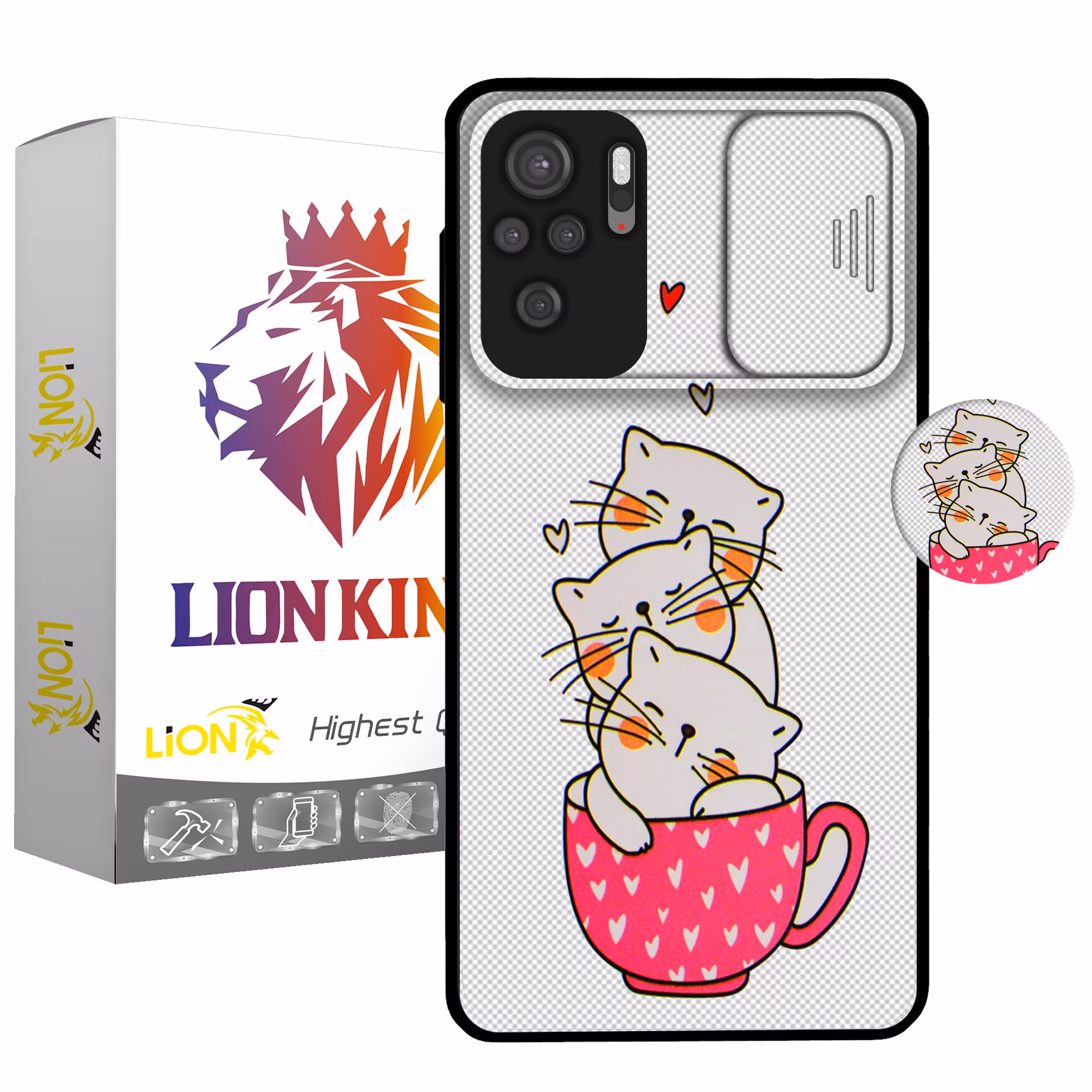 کاور لاین کینگ مدل catlivani2 مناسب برای گوشی موبایل شیایومی Redmi Note10 10S به همراه پایه نگهدارنده