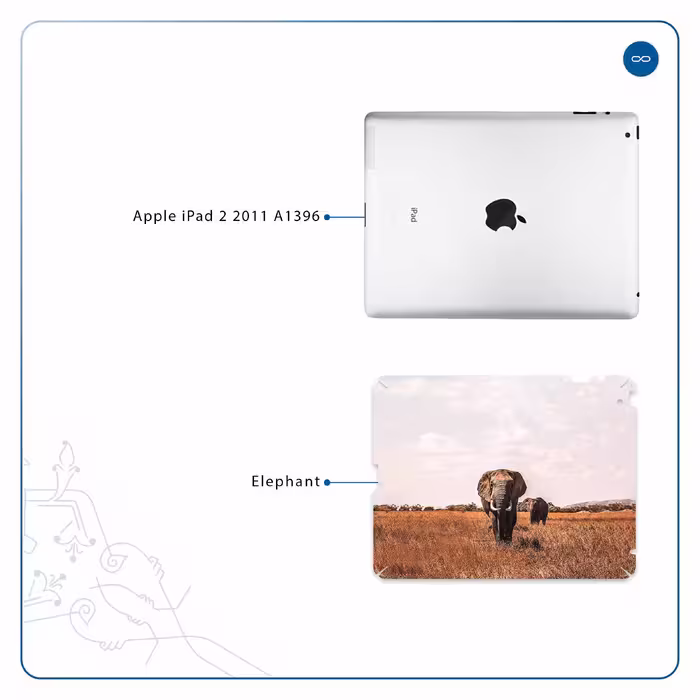 برچسب پوششی ماهوت مدل Elephant مناسب برای تبلت اپل iPad 2 2011 A1396