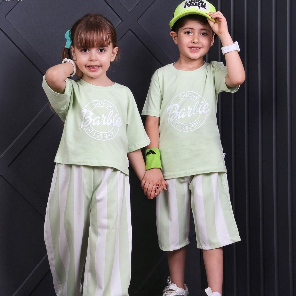 ست لاکچری خواهر برادری بارلی تیشرت شلوارک پسرانه  کراپ شلوار دخترانه  زیبا شیک و جذاب و لاکچری
مناسب 4 تا 11 سال