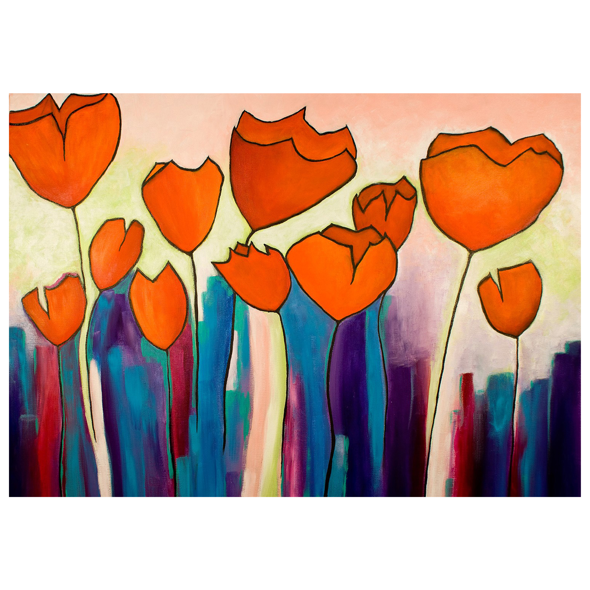 تابلو شاسی طرح نقاشی گل مدل T1080