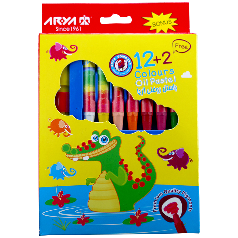 پاستل روغنی آریا 12 رنگ مقوایی