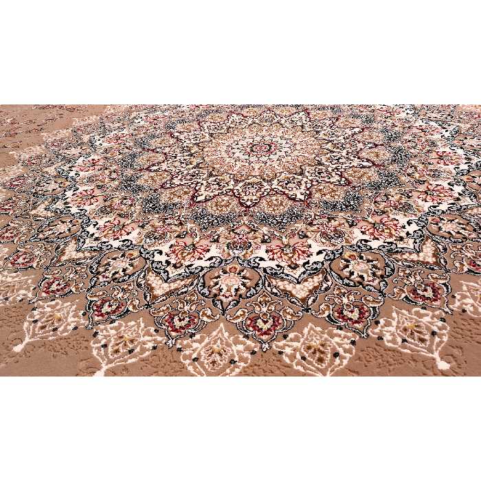 فرش ماشینی زمرد مشهد مدل عقیق زمینه بژ