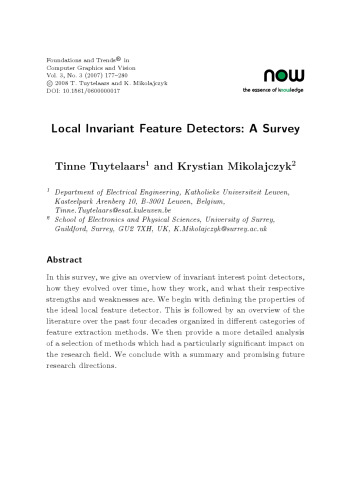 خرید و دانلود نسخه کامل کتاب Local invariant feature detectors: A survey