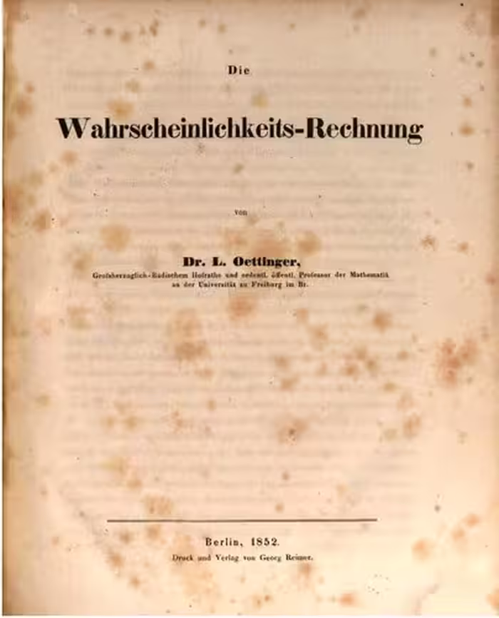 خرید و دانلود نسخه کامل کتاب Die Wahrscheinllichkeits-Rechnung