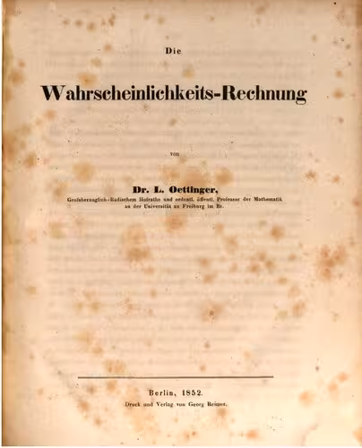خرید و دانلود نسخه کامل کتاب Die Wahrscheinllichkeits-Rechnung