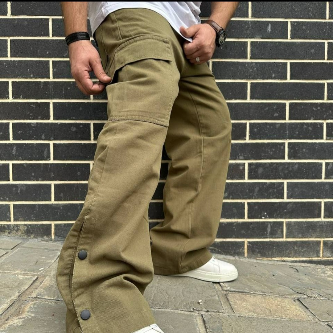 شلوار کارگو کتان اسپرت پسرانه در 5 رنگ مشکی و دودی و کرم و نخودی و سبز زیتونی در 4سایز m l xl 2xl