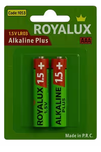 باتری نیم قلمی رویالوکس مدل Alkaline Plus دو عددی