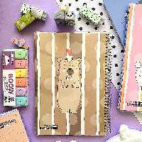 دفترهای 100 برگ باکیفیت برند ایمان طرح خرس قهوه ای
جلد مجلد 
سیمی
حاشیه دار
خط داره و رنگ خطوطش آبی و بسیار با کیفیت 