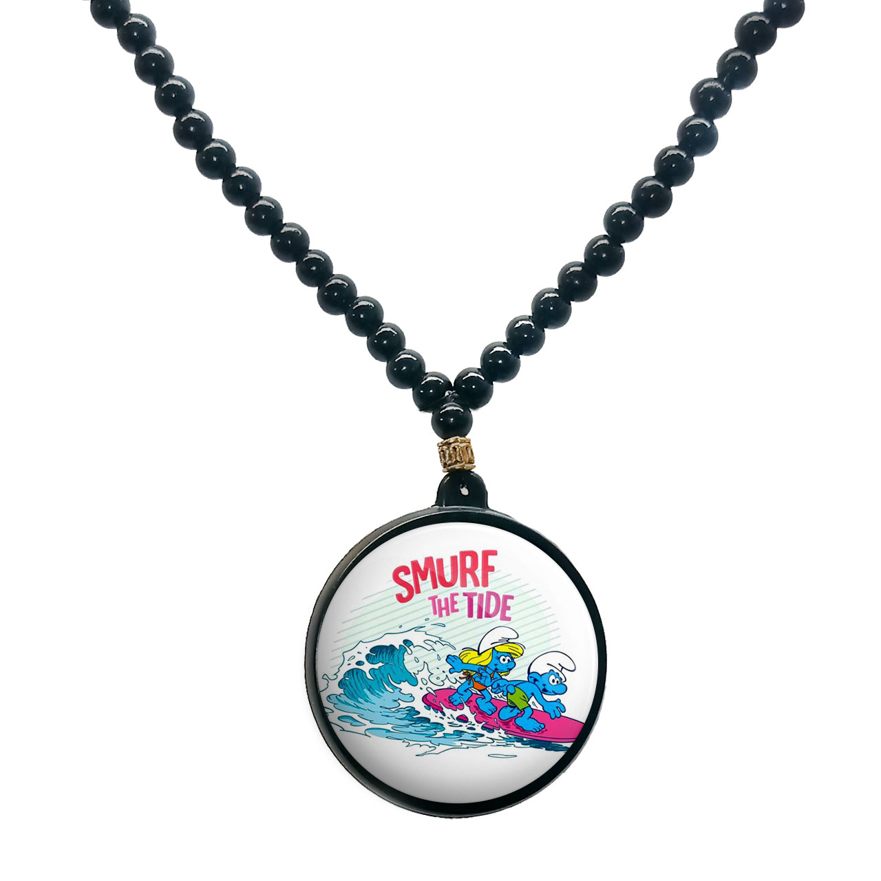 گردنبند پرمانه طرح اسمورف کد pmd.10531 مدل دو طرفه