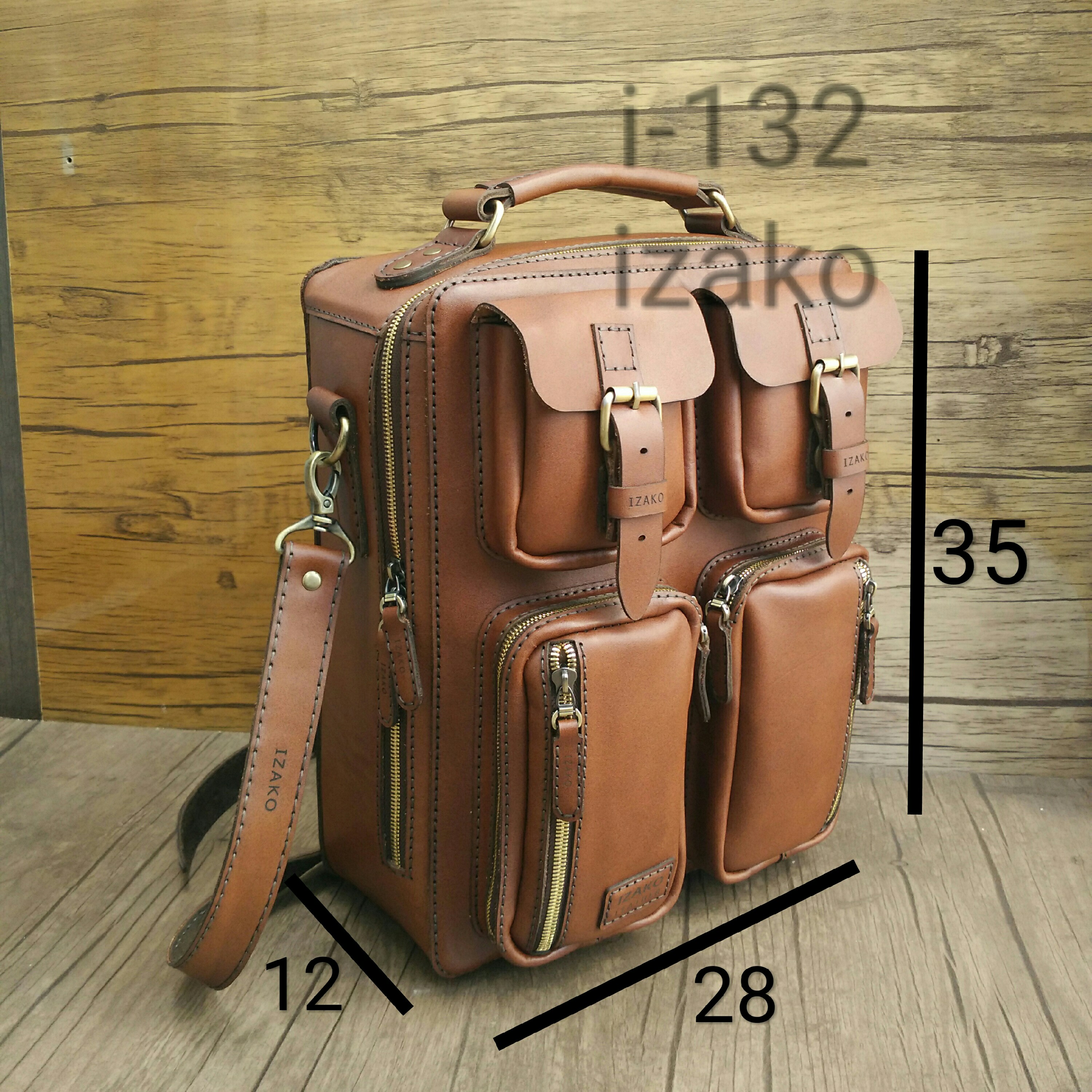 کیف دانشجویی اداری دیپلمات مسافرتی چرم طبیعی دستدوز i-132 برند ایزاکو 