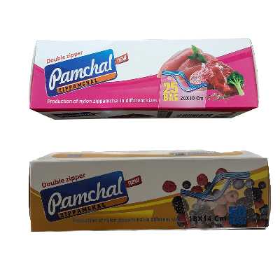 کیسه زیپ دار پامچال مدل دو زیپ بسته 75 عددی