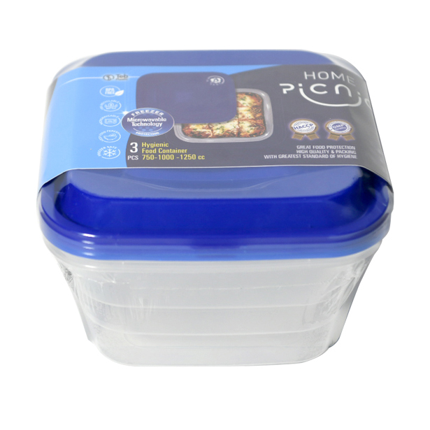 ظرف دربدار مربع 1000 شیرینگ 3 عدد طب پلاستیک