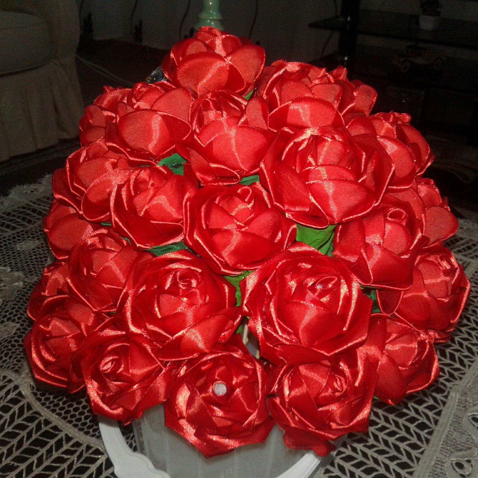 گل رز مصنوعی فانتزی قرمز مدل 5454