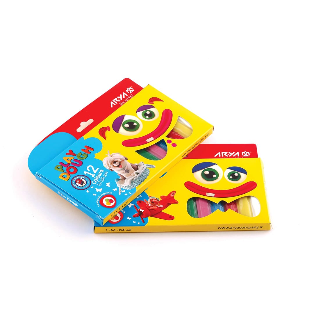خمیر 12 رنگ جعبه مقوایی آریا