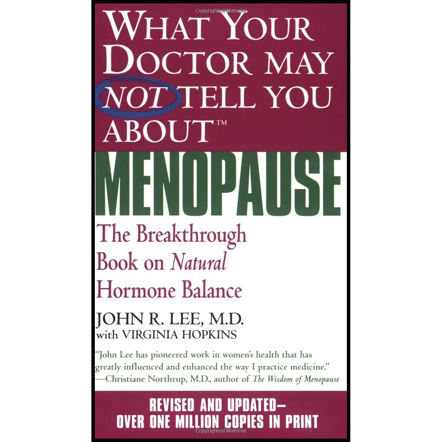 کتاب What Your Doctor May Not Tell You About Menopause اثر John R. Lee MD and Virginia Hopkins انتشارات Grand Central Publishing