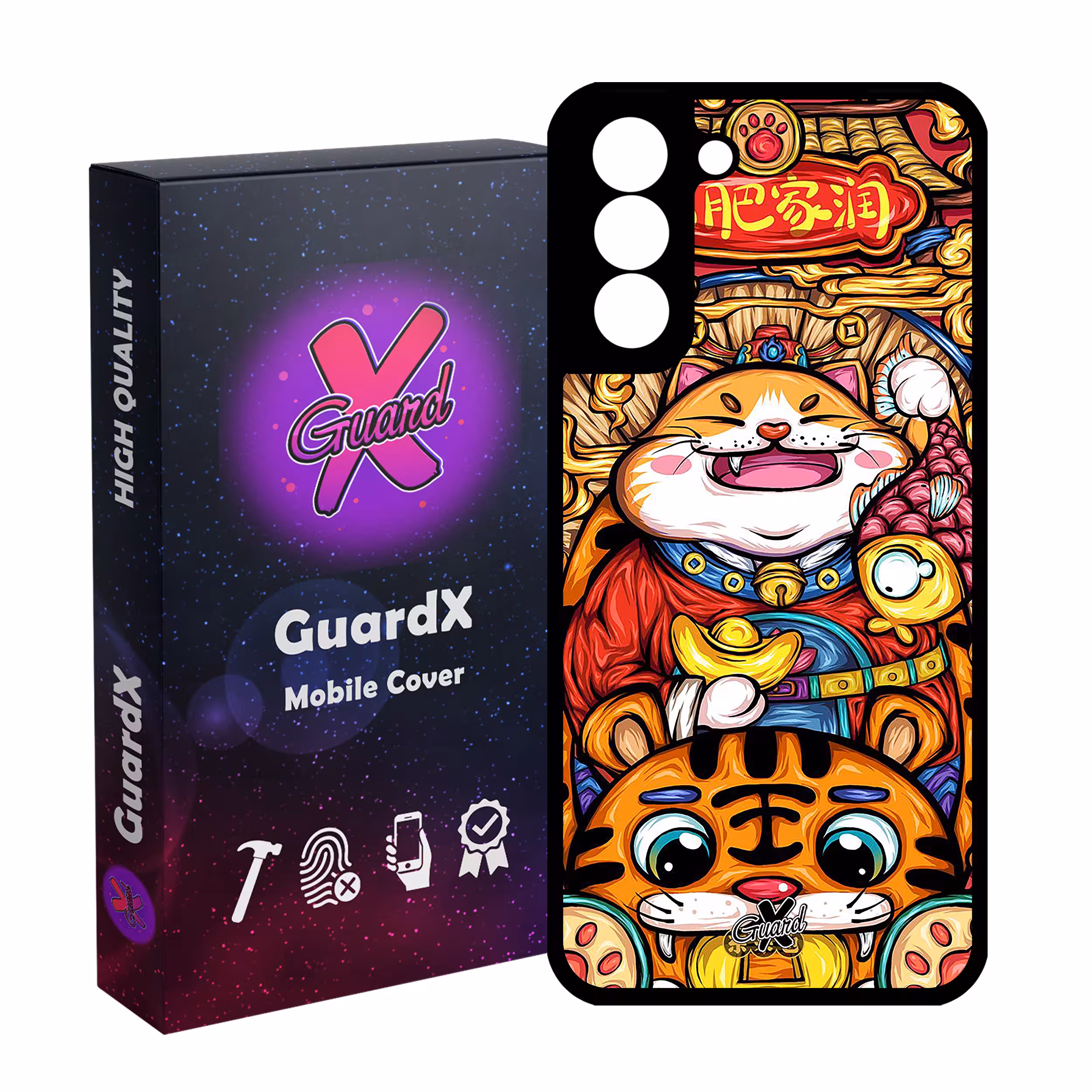 کاور گارد ایکس طرح گربه مدل Glass10440 مناسب برای گوشی موبایل سامسونگ Galaxy S21 FE