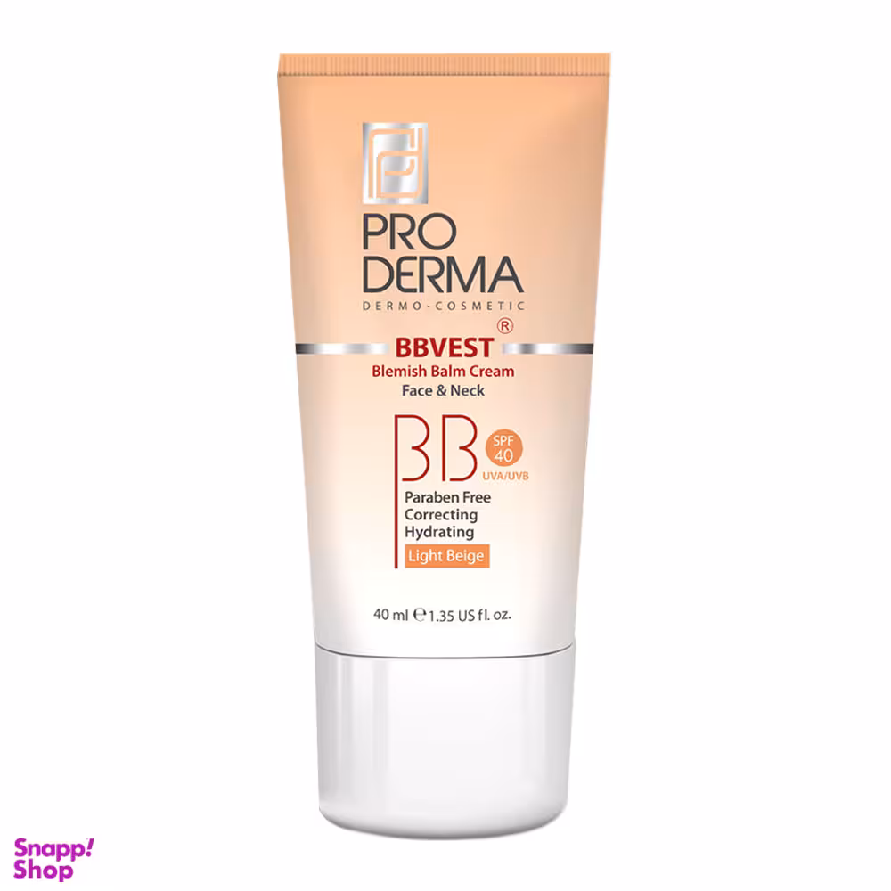 کرم مرطوب کننده پرودرما (Proderma) با SPF40 مناسب پوست چرب و جوش دار رنگ بژ روشن حجم 40 میلی لیتر