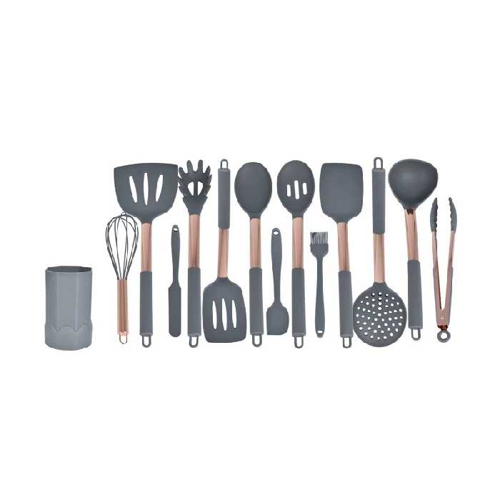 سرویس کفگیر ملاقه 14پارچه سیلیکونی-سرویس اشپزخانه-انبر دار-همزن دار