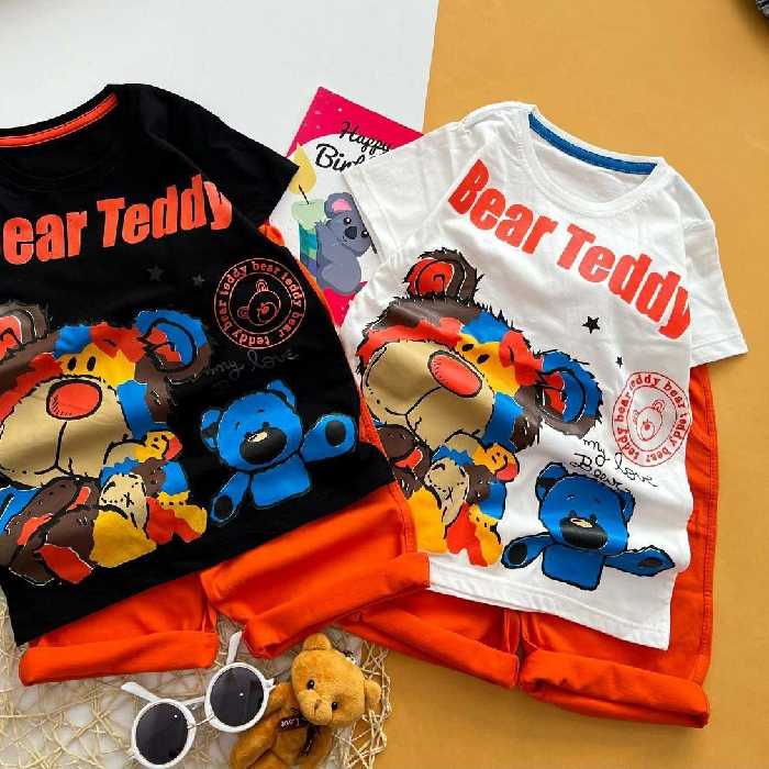 تیشرت شلوارک اسپورت شیک و جذاب مناسب 5 تا 10 سال جنس پنبه لاکرادار کیفیت و چاپ عالی 