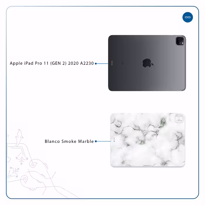 برچسب پوششی ماهوت مدل Blanco-Smoke-Marble مناسب برای تبلت اپل iPad Pro 11 (GEN 2) 2020 A2230