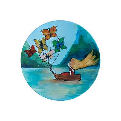 بشقاب دیوارکوب سفالی کد D104-A مجموعه 3 عددی