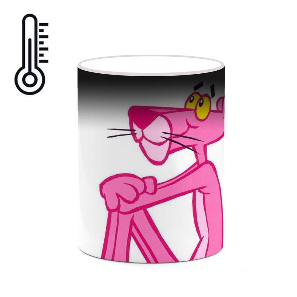 ماگ حرارتی کاکتی طرح کارتون پلنگ صورتی مدل mgh23507