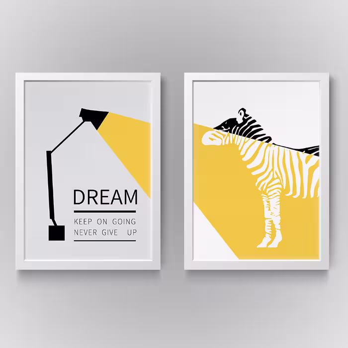 تابلو مدل دکوراتیو Zebra انگیزشی کد N168 مجموعه 2 عددی