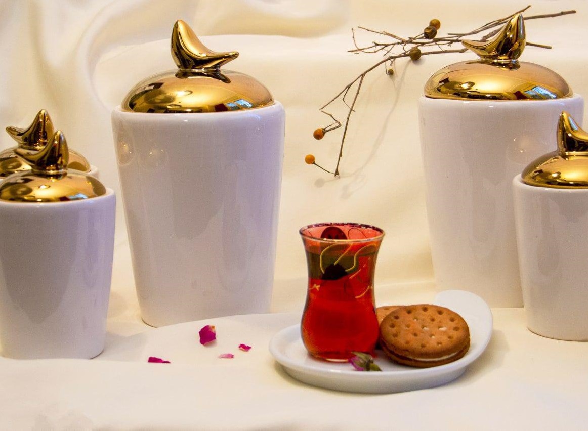 پاسماوری هفت پارچه سفید طلایی