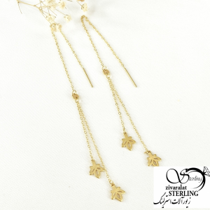 گوشواره استیل بخیه دولاین طرح برگ