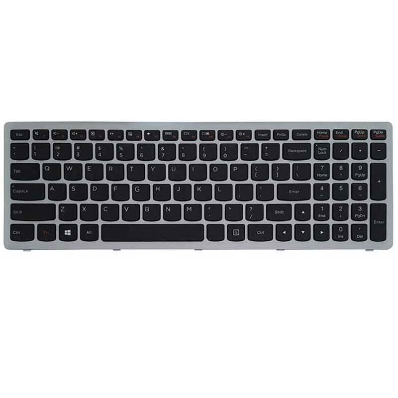 کیبورد لپ تاپ لنوو Lenovo IdeaPad Z510 -Z500 با فریم نقره ای – مشکی