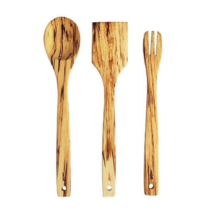 ست کفگیر ملاقه چوبی چوبلمه مدل افرا مجموعه 3 عددی