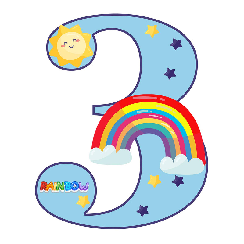 استند رومیزی تولد مدل عدد 3 طرح رنگین کمان کد 1866