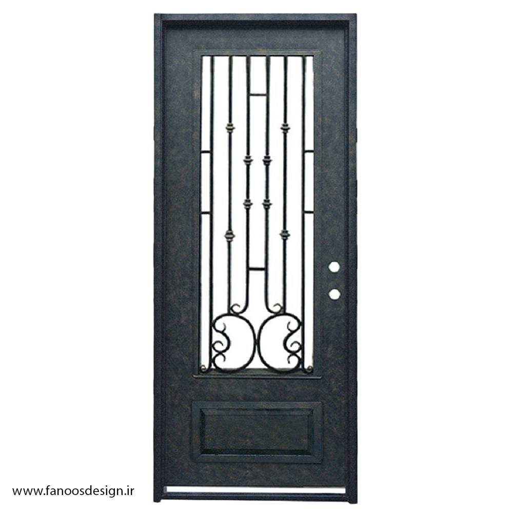 درب نفررو تک لنگه فلزی فرفورژه دار ساده کد 2185
